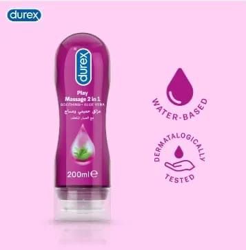 Durex Play Massage 2-In-1 Intimate Lube & Massage Gel, Aloe Vera, 200ml